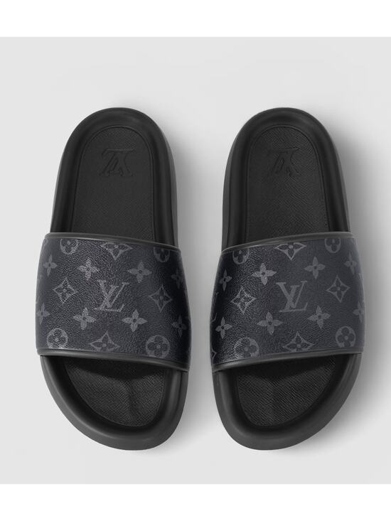 Louis Vuitton Black Monogram Eclipse Waterfront Rubber Pool Slides Mules Men 11 main image 9